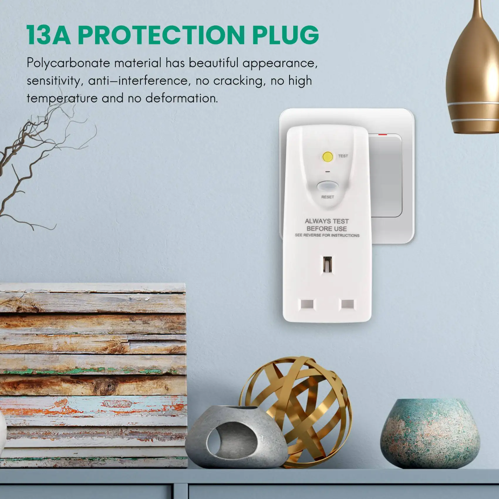 Вилка стандарта Великобритании 13A защиты от утечки Gfci Розетка Rcd Домашний