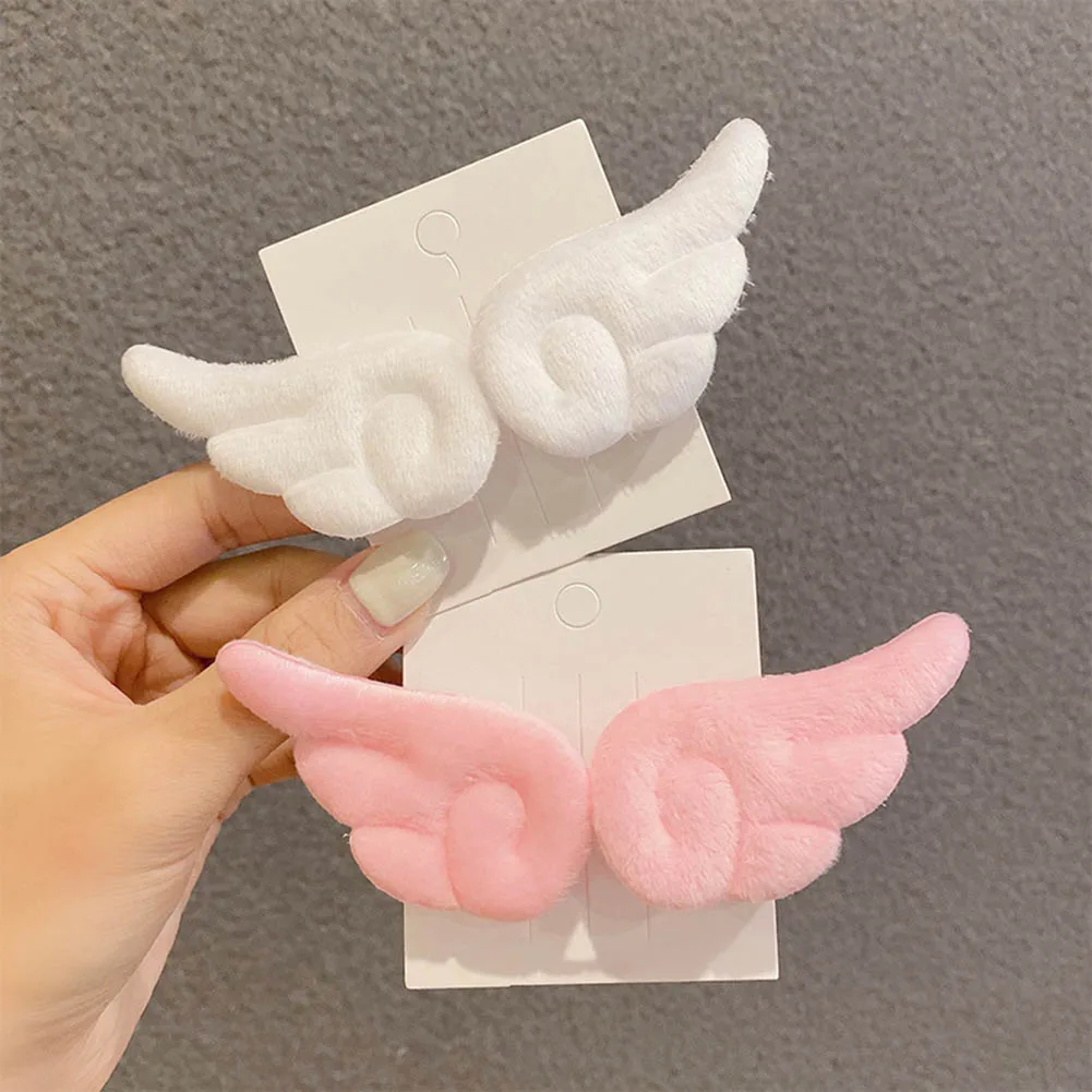 

1 Pair of Hairpins Angel Wings Cartoon Lovely Plush Non Slip Bobby Pins Hair Clips Barrettes Headdress for Girls Children