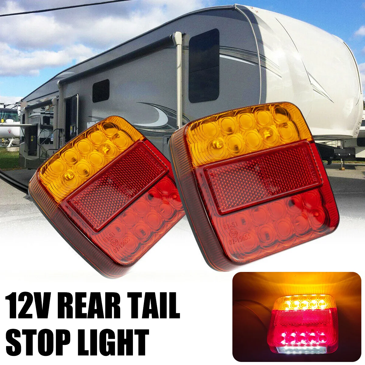 

2Pcs Car LED Tail Light Rear Lamps Boat Trailer 12V Rear Parts for Trailer Truck Car Lighting Waterproof IP67 Rear Brake Lights