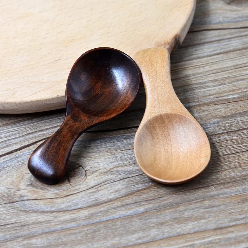 

1Pcs Small Mini Natural Wooden Spoon Honey Milk powder wooden spoon Children's ice cream spoon Milkshake spoon