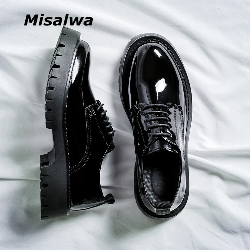 Туфли Misalwa мужские оксфорды на среднем каблуке лакированная кожа британская