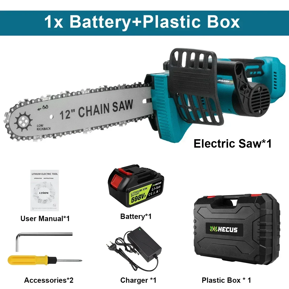 

Hecus 12-дюймовая аккумуляторная цепная пила для Makita 18 В