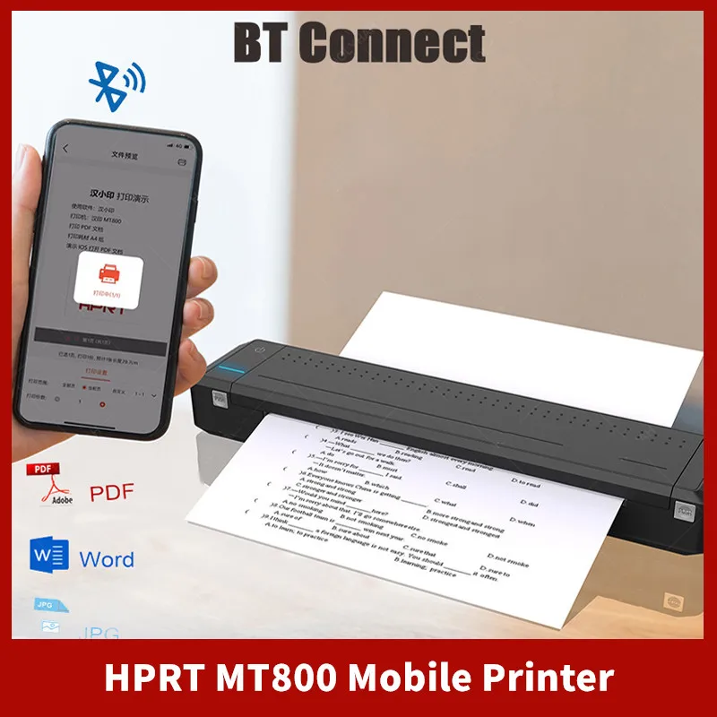 HPRT MT800 Mobile Printer A4 Portable printer bag Direct Thermal Transfer Document PDF Printing Office For Xiaomi IOS phone