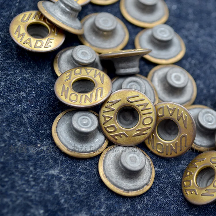 Кнопка UNION Сделано в Японии импортная Двойная игла YKK I-Button ретро старая Золотая и