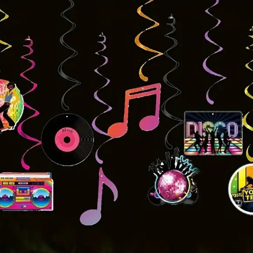 9 Шт. Украшения Для Дискотек Спиральные Виниловые Пластинки Подвески В Стиле