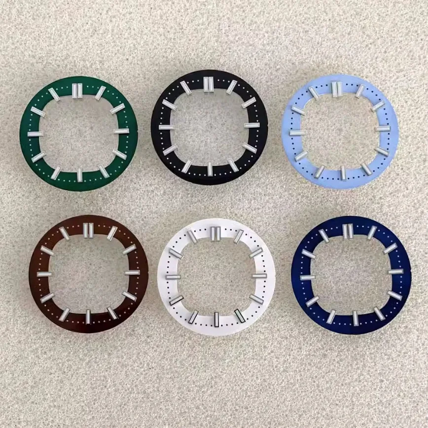 

Watch Accessories Watch Dial 30.5mm Blue Green Curry Black White Studded Dial Green Luminous for NH35/NH36 Movement
