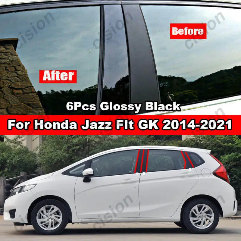 

6 шт., зеркальные наклейки для автомобильных окон и дверей Honda Jazz Fit GD GE GK GS GR 2001-2022