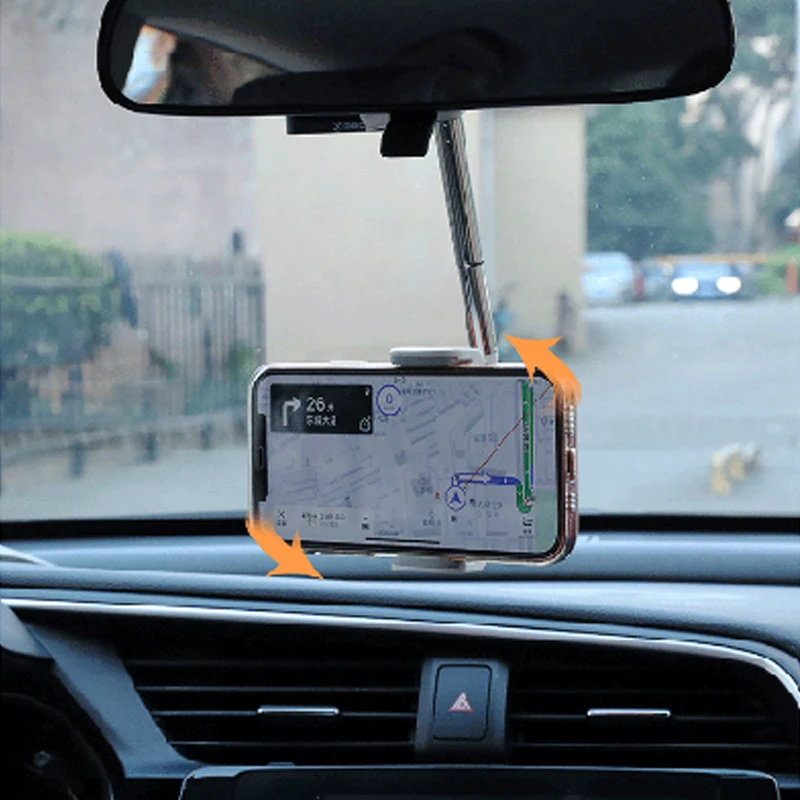 

360 Degrees Car Rearview Mirror Mount Phone Holder For Phone GPS Seat Smartphone Car Phone Holder Stand Adjustable Support