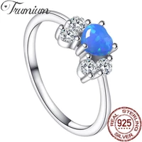 trumium 925 sterling silver classic eternal heart rings for women blue opal zircon wedding engagement finger ring fine jewelry