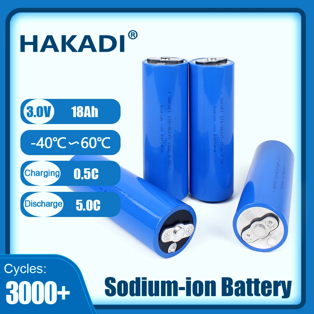 HAKADI 3V 18Ah совершенно новые перезаряжаемые батареи высокой емкости Na-ion 1-4 шт. для солнечной энергии Stoarge лодки медицинского оборудования