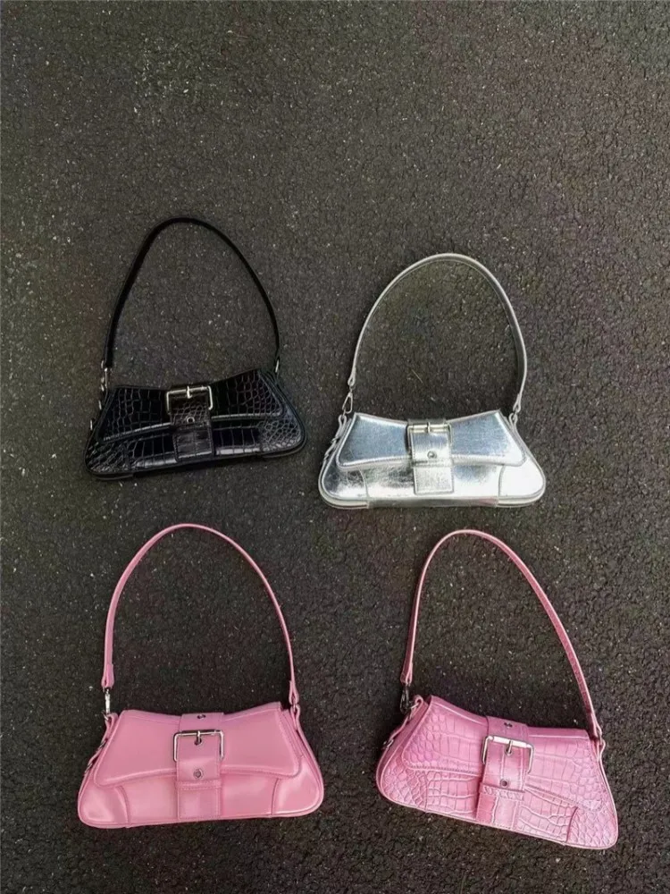 

Heavy Metal Sense Underarm Bag Retro Casual Women Totes Shoulder Bags Female Leather Solid Color Chain Handbag For Women 2023