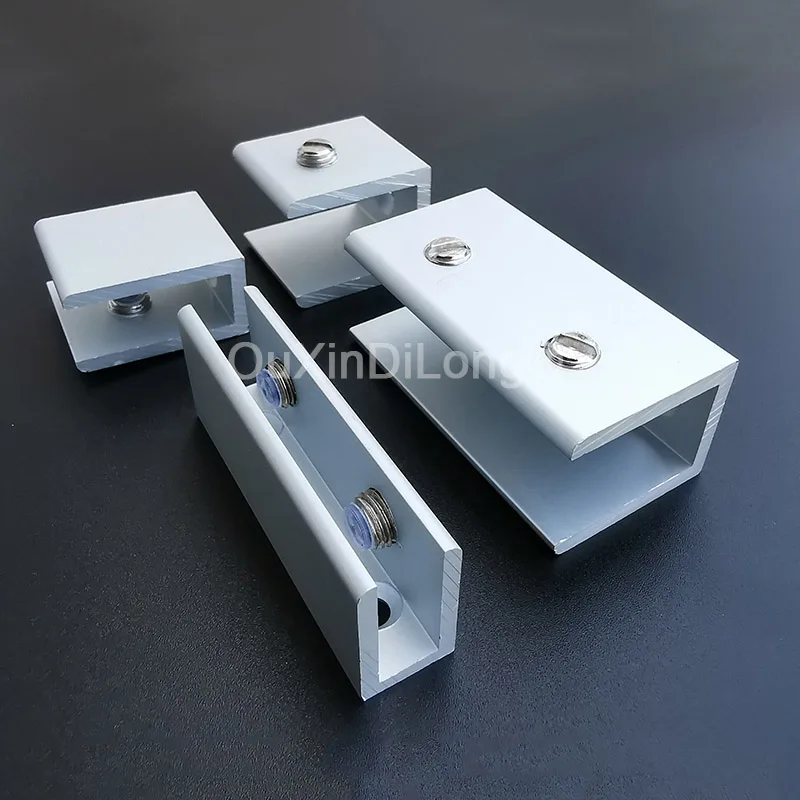 

8PCS Aluminum Alloy Glass Clamps Glass Shelves Holder Glass Brackets U Clamps Glass Clips for 6-8/8-10/10-12mm Shelf FG1071