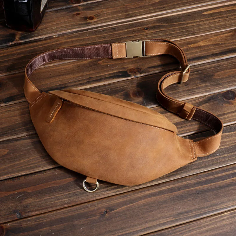 

Мужская спортивная поясная сумка AETOO, многофункциональный кошелек из воловьей кожи, кожаная Ретро сумка Crazy Horse