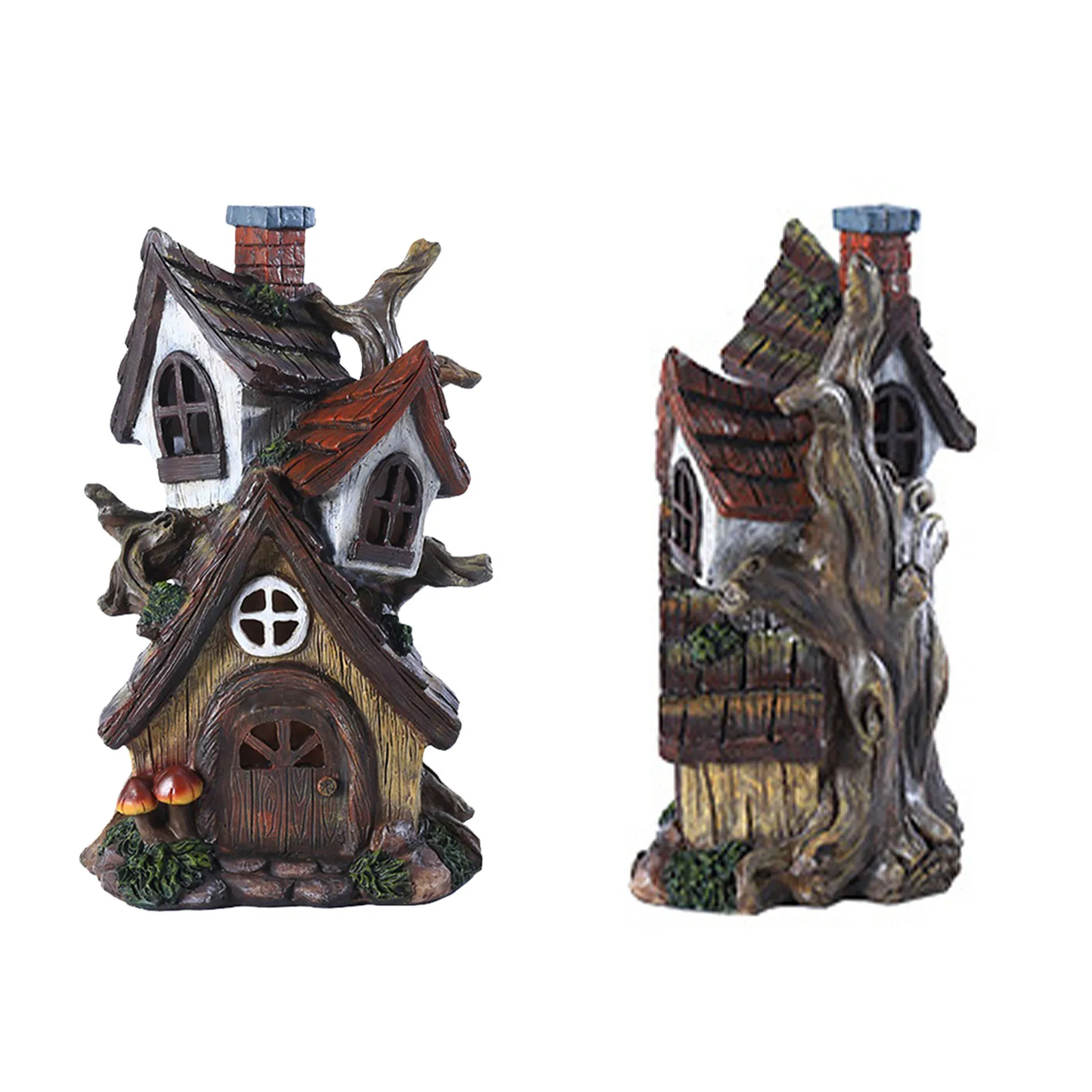 

Brown Fairy Garden House Double Layer Fairy Garden House Fairy Cottage House Outdoor Garden House Statues Fairy Cottage
