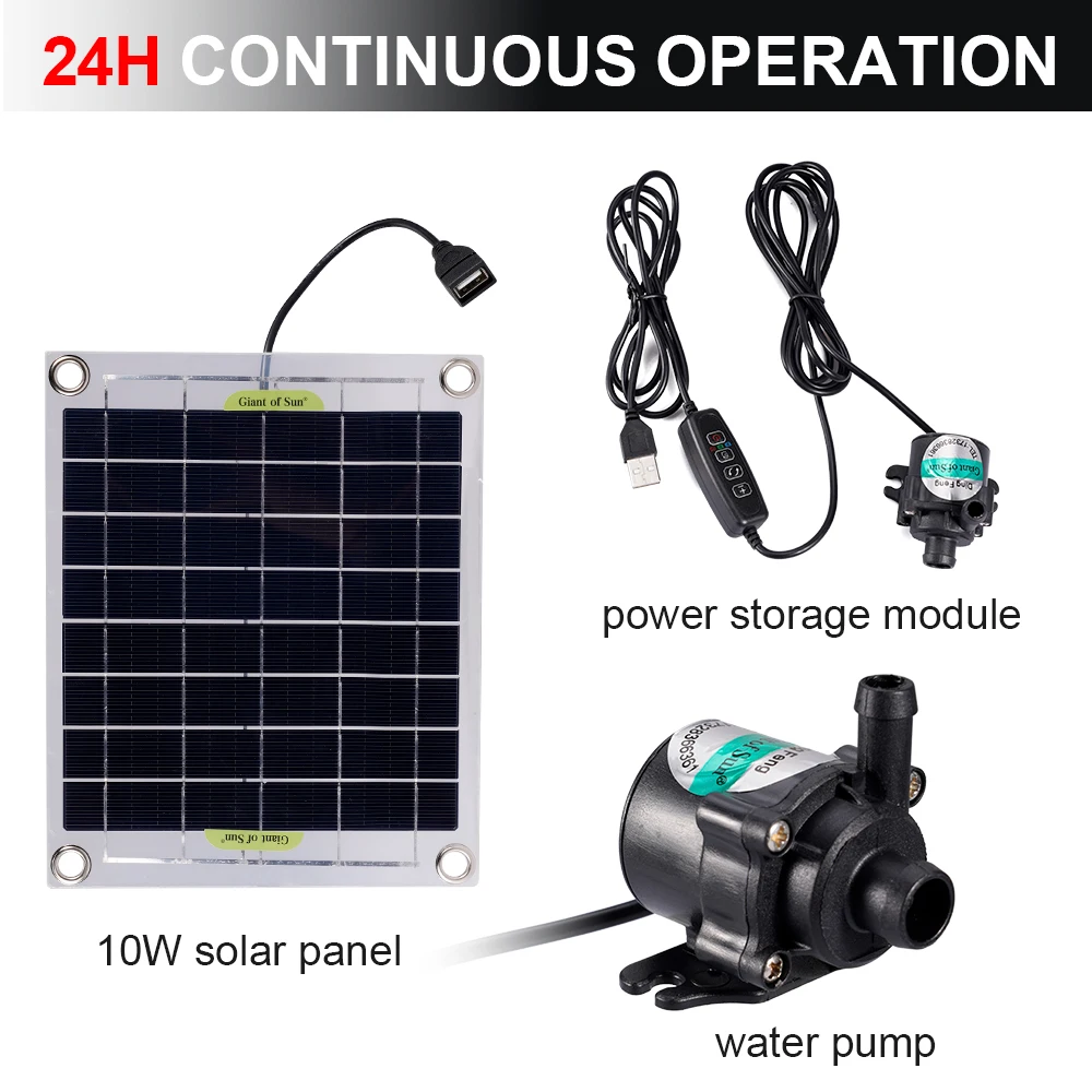 10W Mini Solar Panel Water Pump Brushless Solar Panel Fish Water Pool Kit 12V Garden Powered Fountain Pond For Outdoor Camping