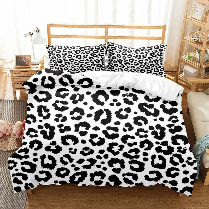 

Leopard Print Duvet Cover Set Twin/Queen/King Microfiber Cheetah Comforter Cover For Girls Boys Teens Africa Animal Bedding Set