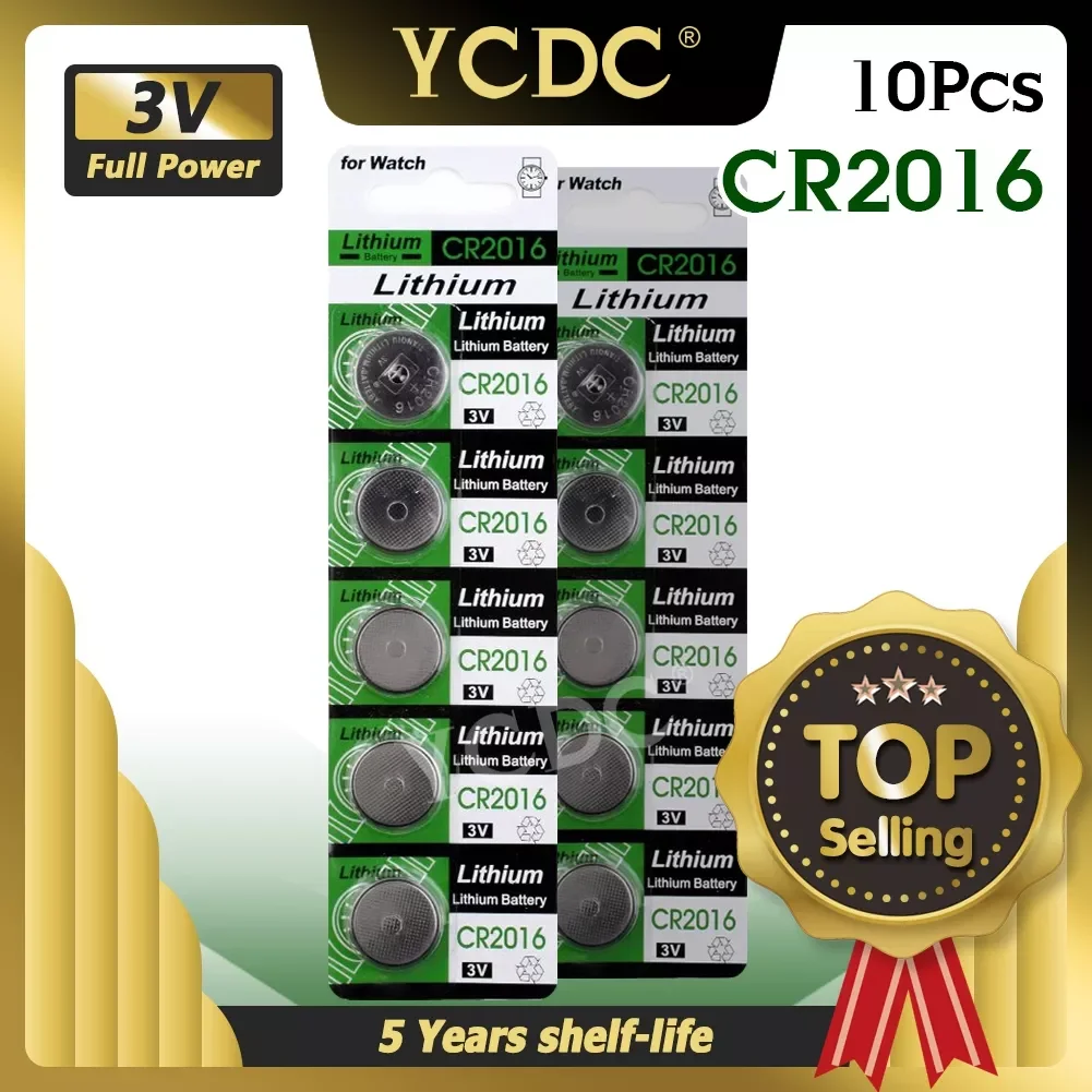 

NEW YCDC Button Battery 10pcs CR2016 Lithium LM2016 BR2016 DL2016 Cell Coin Batteries 3V CR 2016 For Watch Electronic Toy Remote