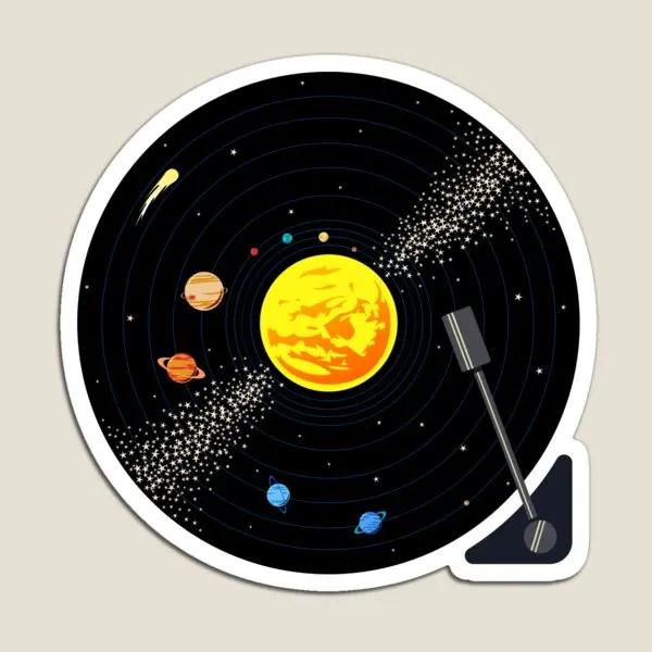 Solar System Vinyl Record  Magnet Cute Refrigerator Home for Fridge Organizer Kids Stickers Toy Baby Magnetic Children Holder