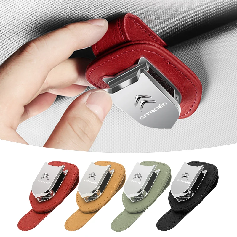 

Leather+Metal Vehicle Sun Visor Eyeglass Holder Storage Sunglasses Clip For Citroen C1 C2 C3 C4 C5 C6 C8 C4L DS3 DS4 DS5LS DS6