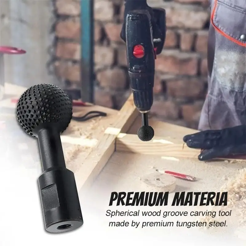 

Spherical Wood Groove Carving Tool Rotary File Ball-shape Milling Cutter Angle Grinder Grinding Head Woodworking Accessories