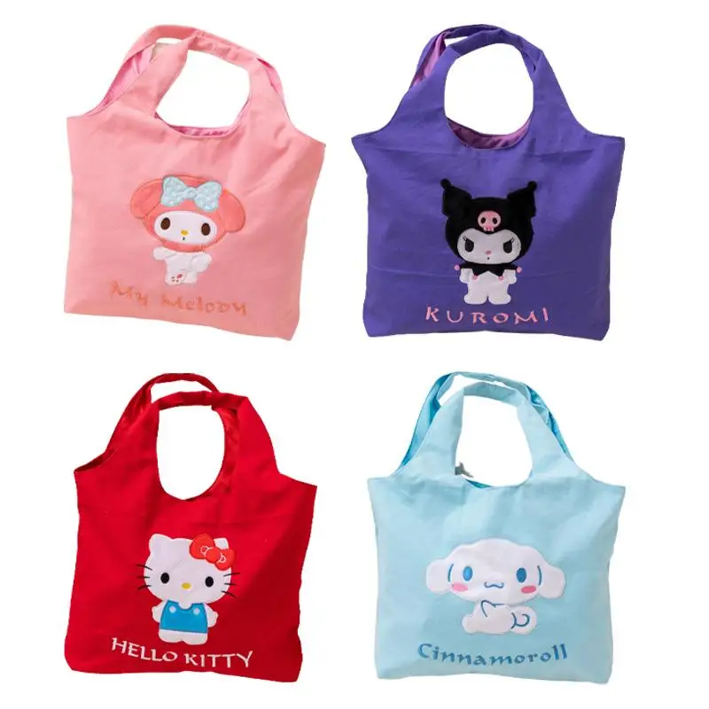 

Sanrios Hellokittys Cinnamoroll Kuromi Kawaii Anime Peripheral Canvas Bag Cute Cartoon Shoulder Bag Large Capacity Storage Bag