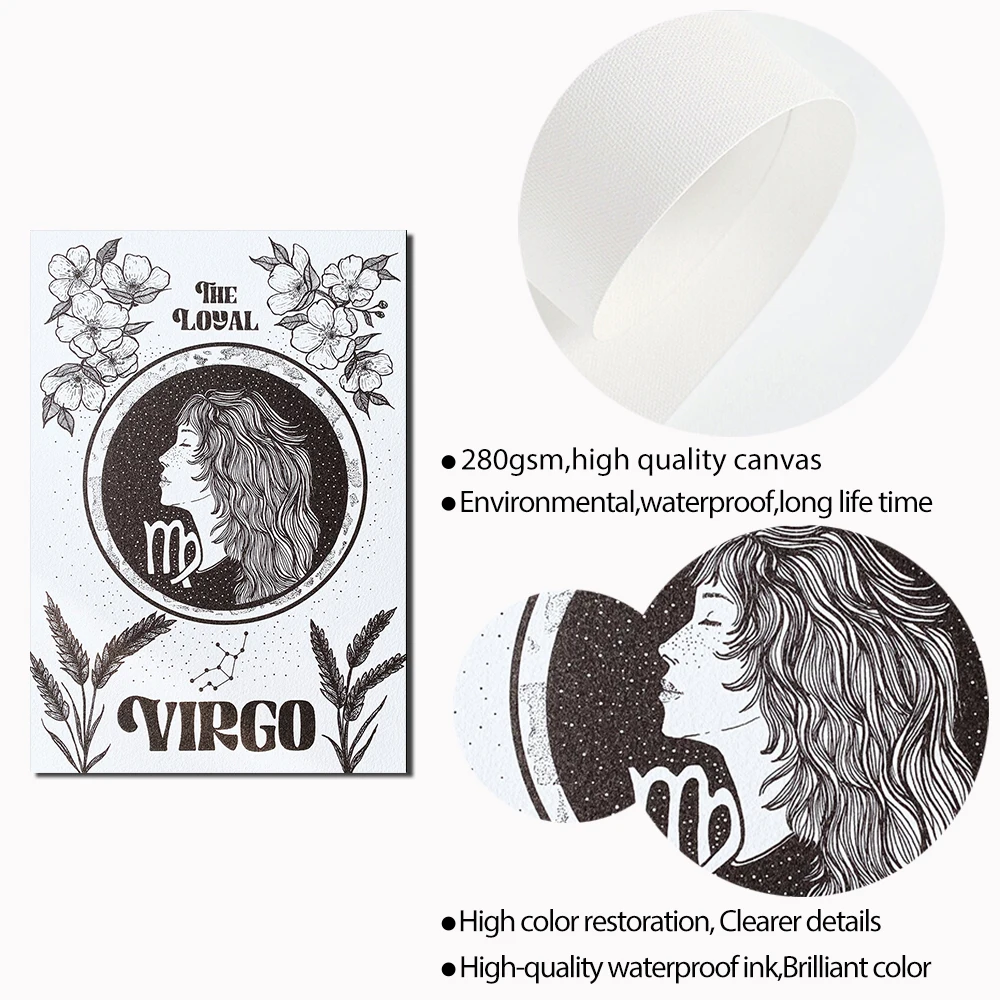 Ретро-постер 12 созвездия зодиака астрологические знаки Картина на холсте Бохо