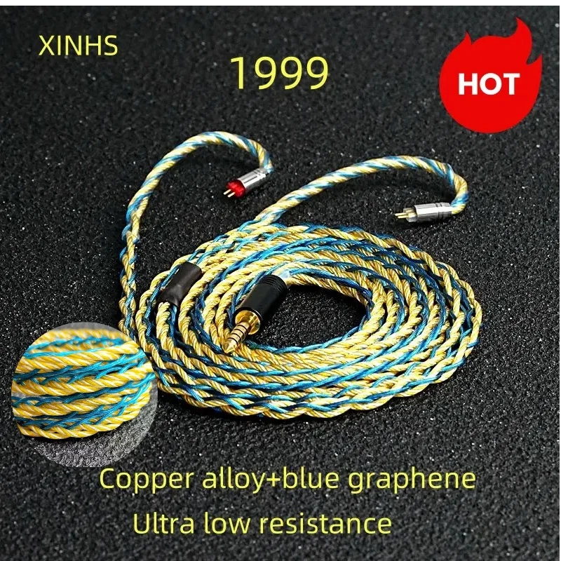 XINHS 1999 8-жильный медный сплав синий Графеновый кабель для наушников