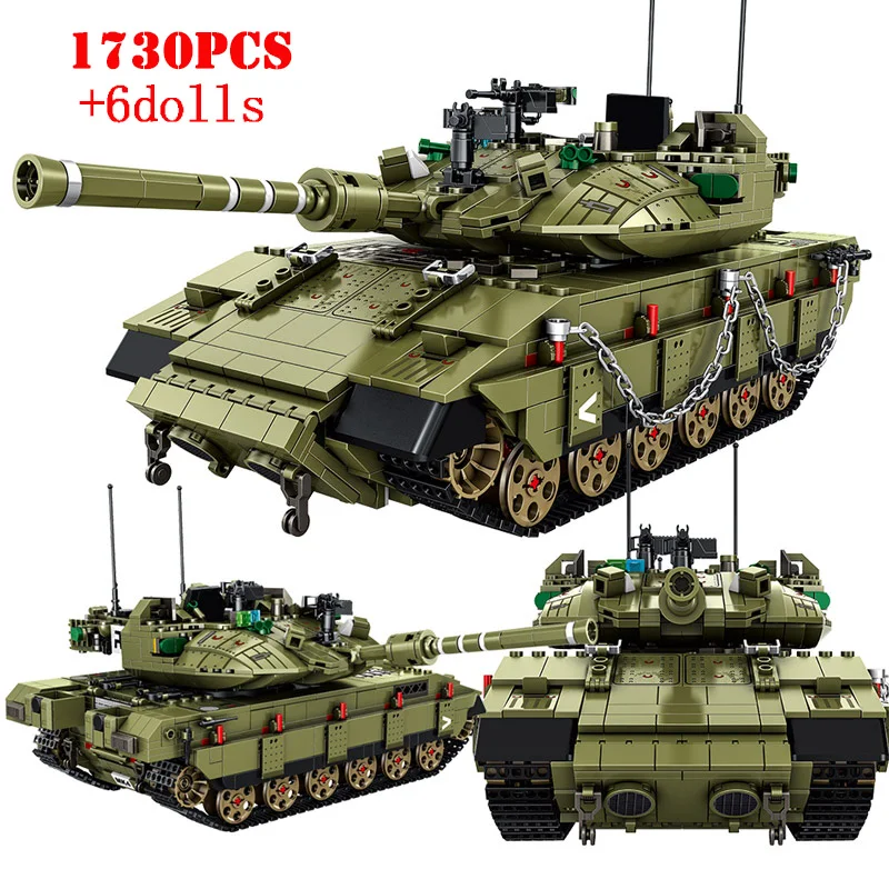 

Конструктор основной боевой танк Меркава MK4 из Израиля, армейские фигурки солдат Второй мировой войны, детские игрушки «сделай сам», подарки для детей