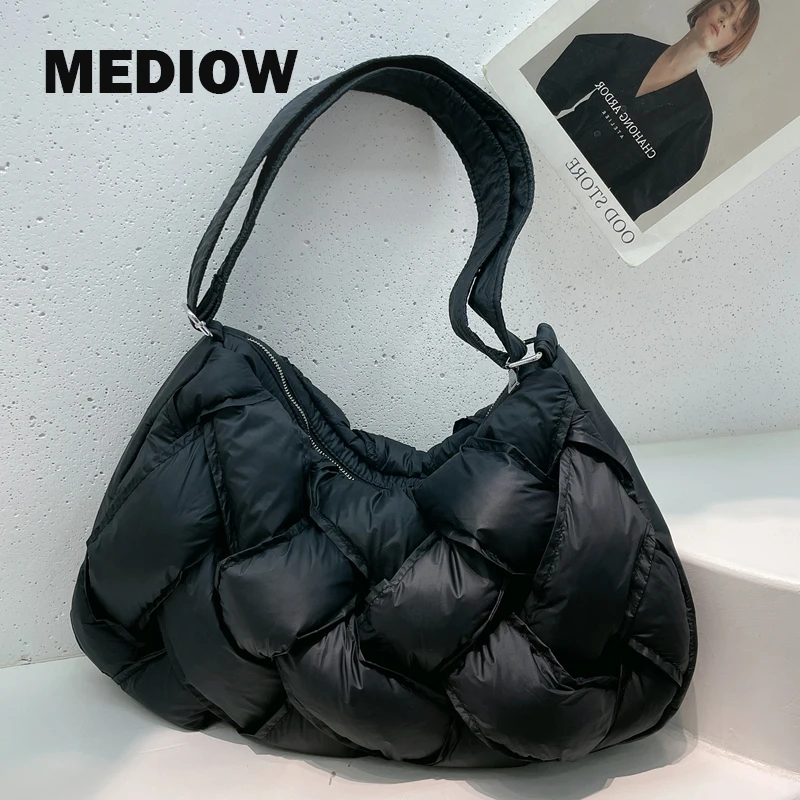 

Вместительные тканевые сумки MEDIOW в японском стиле для женщин, Роскошные Дизайнерские Сумочки, кошельки, новинка 2023, плетеные вручную сумки на плечо из полиэстера