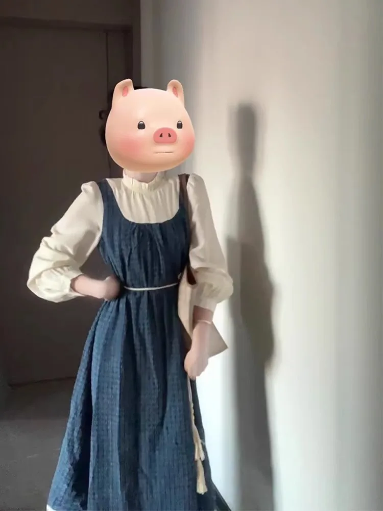 MiiiiX джинсовое длинное платье с нерегулярными кисточками женское из двух частей