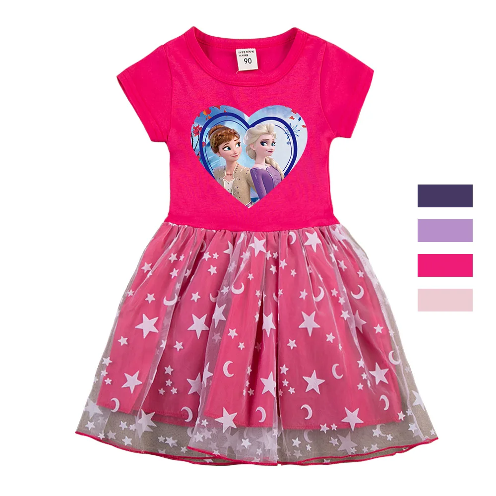 

Детская одежда для девочек, летнее платье с надписью «Холодное сердце», Эльза, Анна