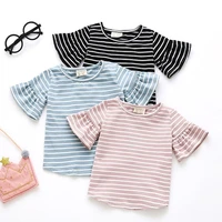 butterfly sleeve casual t shirt striped o neck summer t shirt girl kids children clothes tee shirts tops cute toddler baby 0 4y