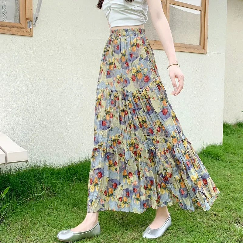 2024 новинка весны и лета женская тонкая длинная юбка с высокой талией высокое