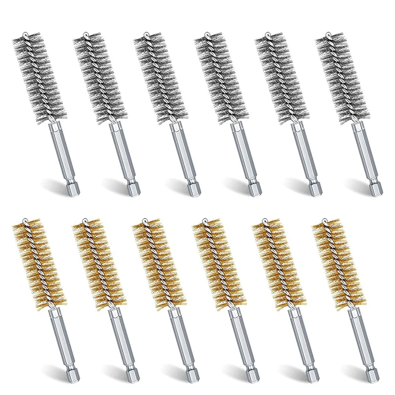 

24 Pcs Bore Cleaning Brush Set Wire Bore Brush Set Stainless Steel Cleaning Brush For Power Drill Impact Driver 5/8 Inch