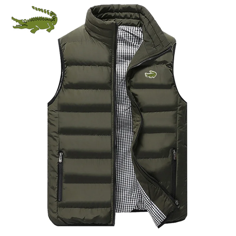 2022 new brand vest men's jacket autumn and winter casual comfortable sleeveless solid color thickened cotton jacket