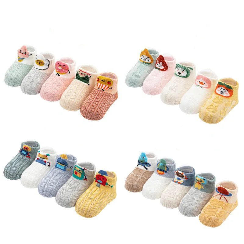 

5 Pairs/lot Spring Summer Newborn Baby Boy Socks Infant Cotton Socks Baby Girls Short Socks Clothes Accessories