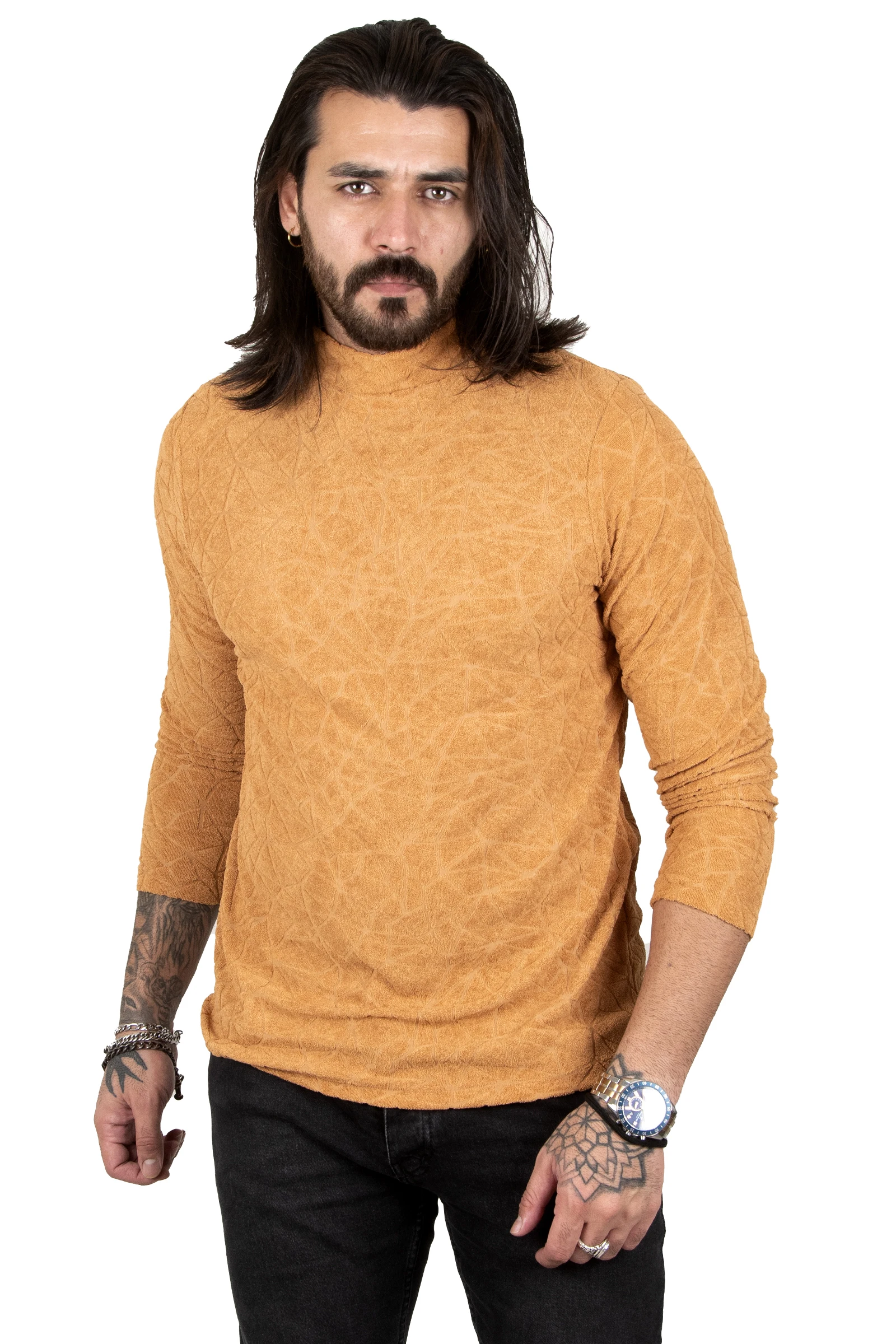 DeepSEA Half Turtleneck Self Print Male Sweatshirt 2301581