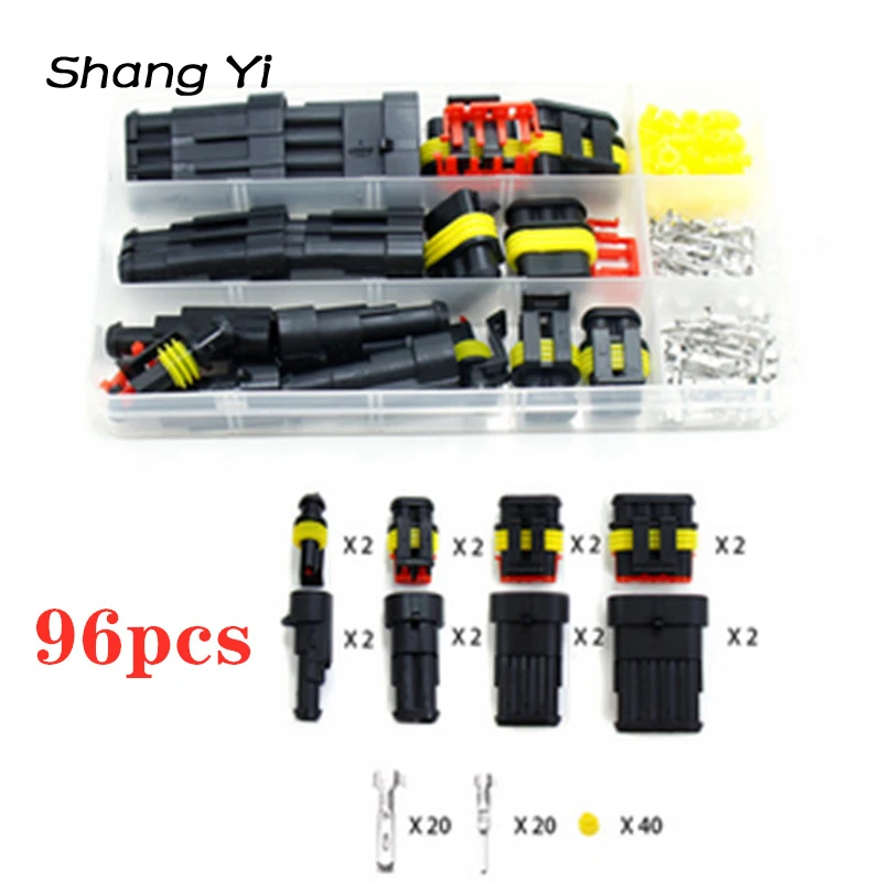 

8 sets / 96 pcs boxed connector Automobile waterproof HID sealed connector 1/2/3/4/hole