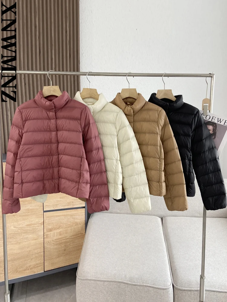 XNWMNZ 2022 women fashion stand-up collar light thermal down jacket warm cotton jacket casual simple female winter padded jacket