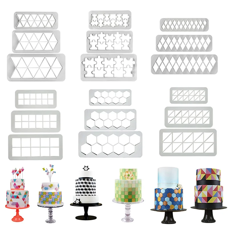 3 шт. квадратные геометрические резаки резак для помадки печенья геометрическая