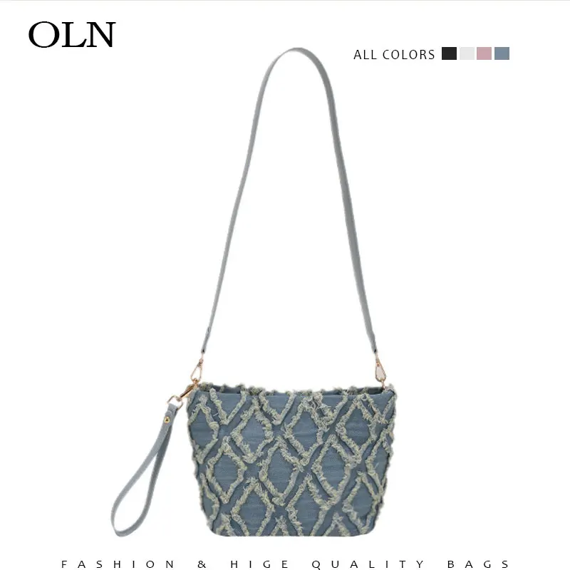 

Lingge Denim Индивидуальная сумка-мешок Розовые тканевые сумки на плечо для женщин 2022 Роскошная дизайнерская маленькая черная сумочка Кошелек ч...