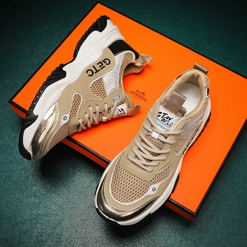 

Thick-soled Mesh Outdoor Outsole Running Shoes Autumn New Men's Sports Shoes Fashion Comfortable Breathable Non-slip Men's Shoes