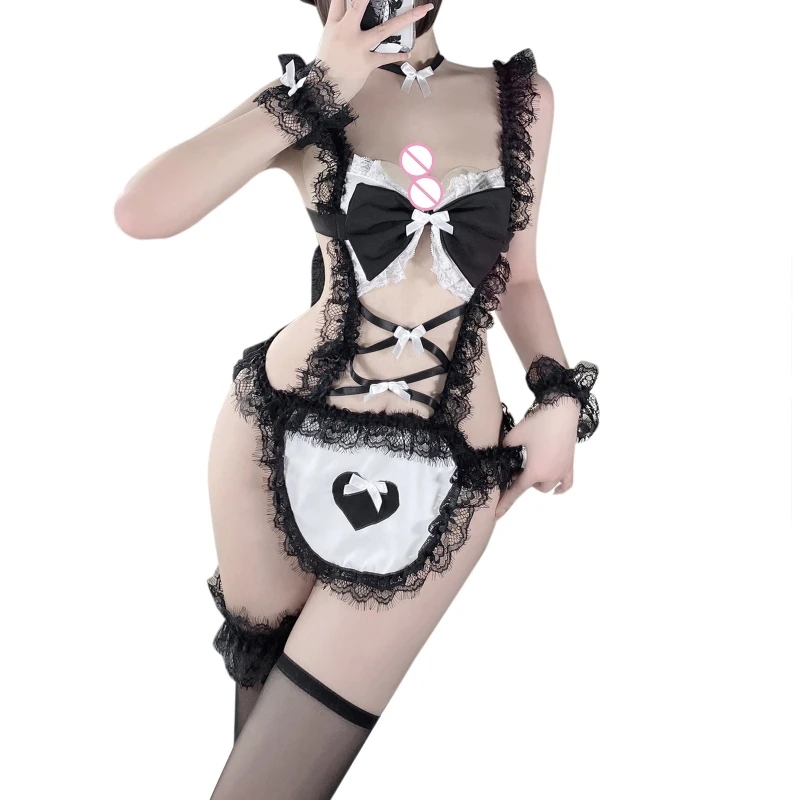 

Фартук горничной MXMB, форма с открытым бюстом, Прозрачная Кружевная горничная одежда, костюмы принцессы, подарок