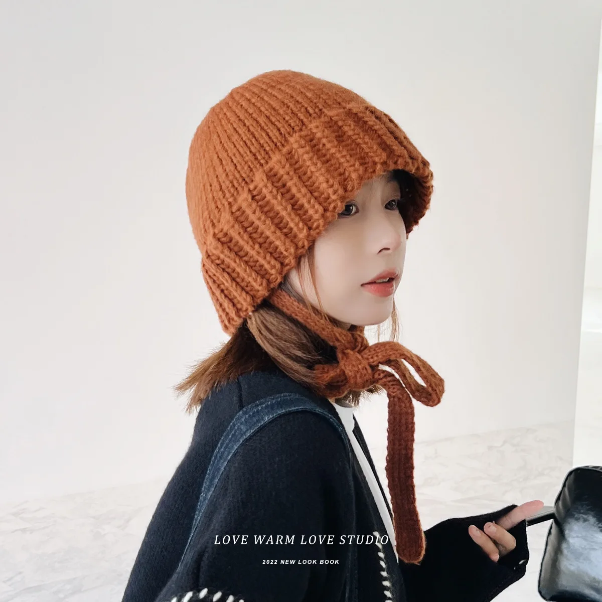 

New Style Strap Long Strap Ear Protector Woolen Hat Unisex Winter Cute Versatile Warm Knitted Hat Trend