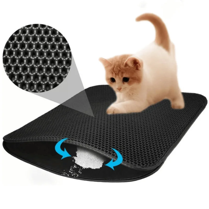 Cat Bed Waterproof Pet Cat Litter Mat Double Layer Litter Box Mat Non-slip Sand Cat Pad Washable Bed Mat Clean Pad Accessories