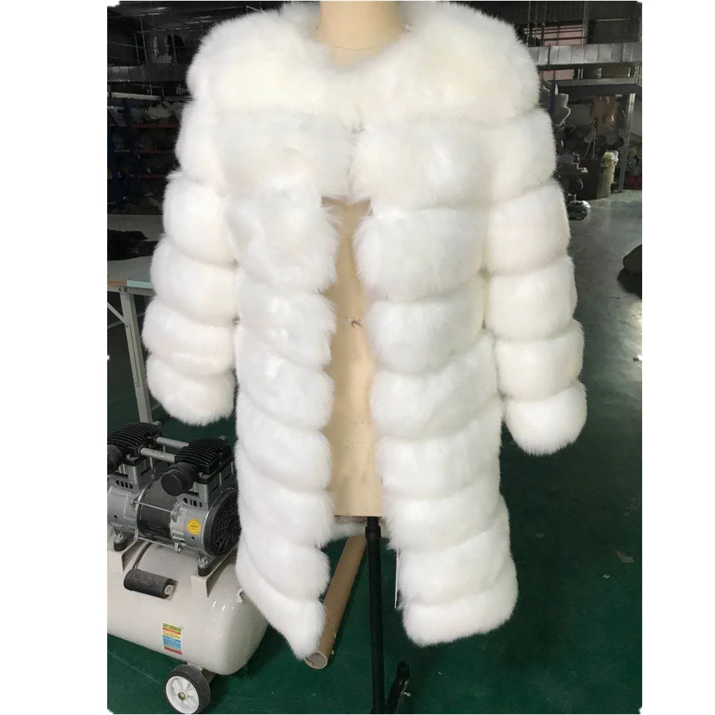 Женское зимнее пальто с длинным рукавом из искусственного меха