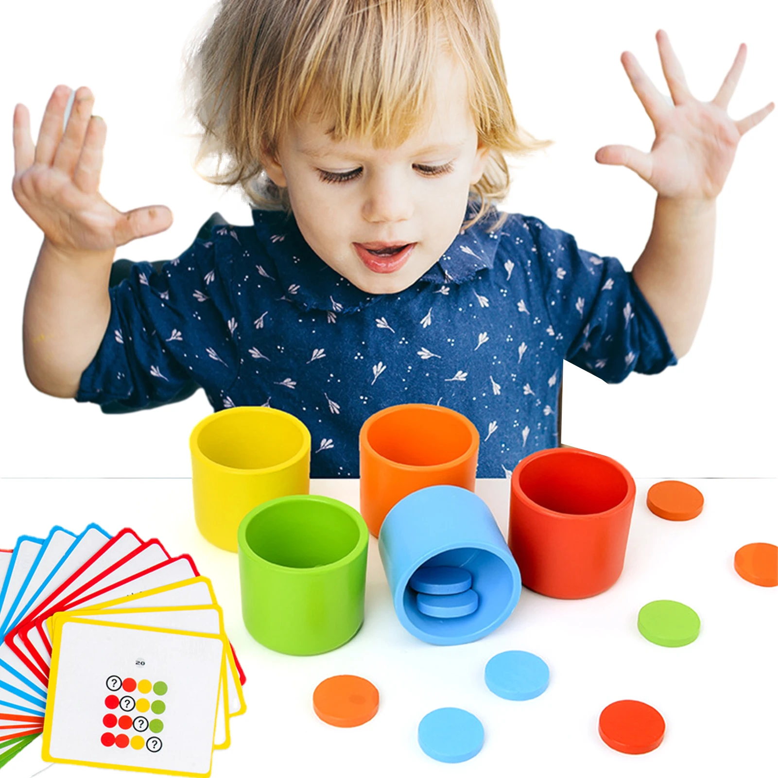

Cups Starter Kit Montessori Toy Wooden Sorter Game 5 Cups Color Sorting And Counting Preschool Learning Education Sorting Cups