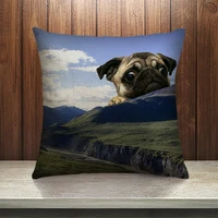 new decorative cotton linen square throw pillow case cushion cover art design 18x18 inchesone side custom for pug dog life