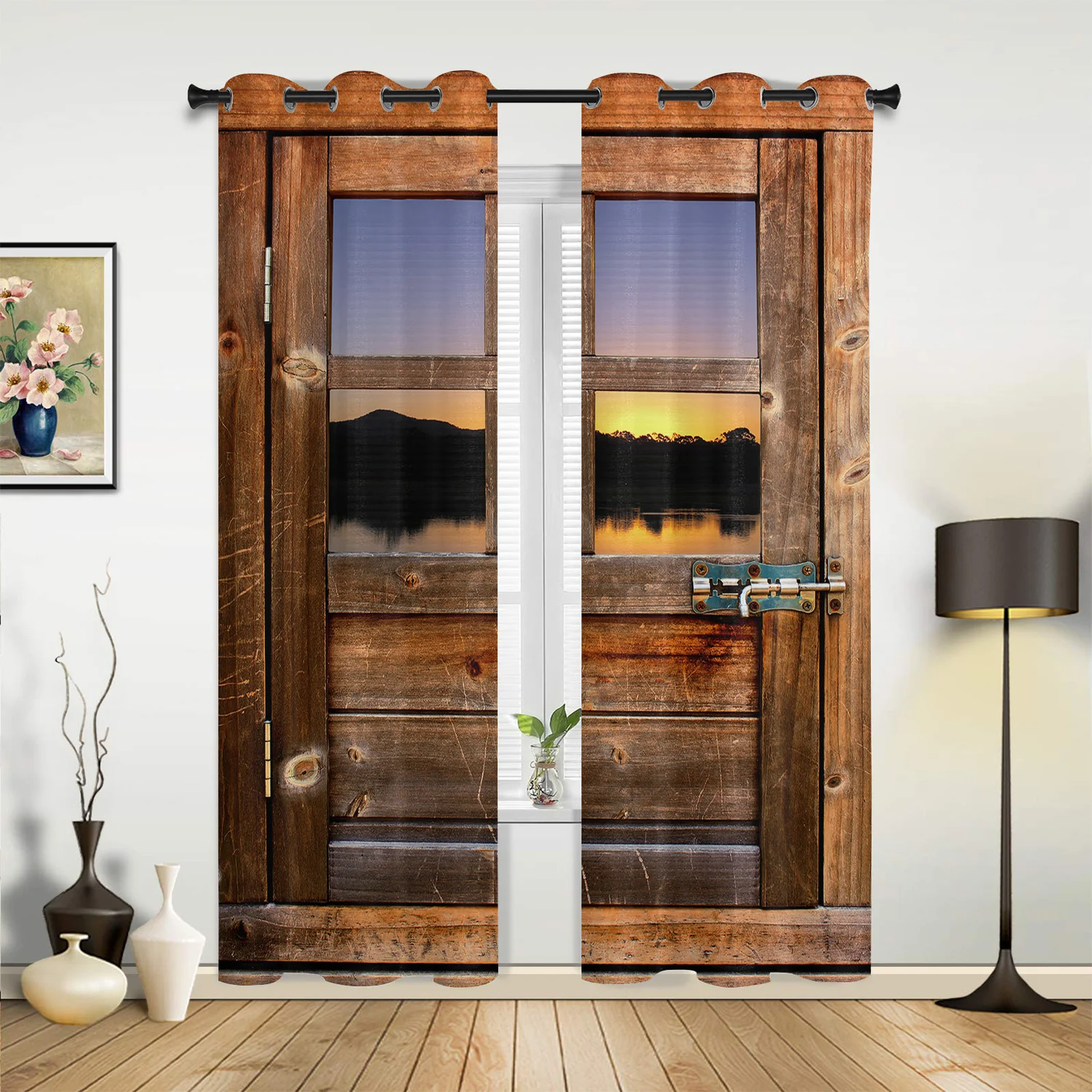

Wood Plank Door Curtains for Bedroom Living Room Drapes Kitchen Children's Room Window Curtain Modern Home Decor