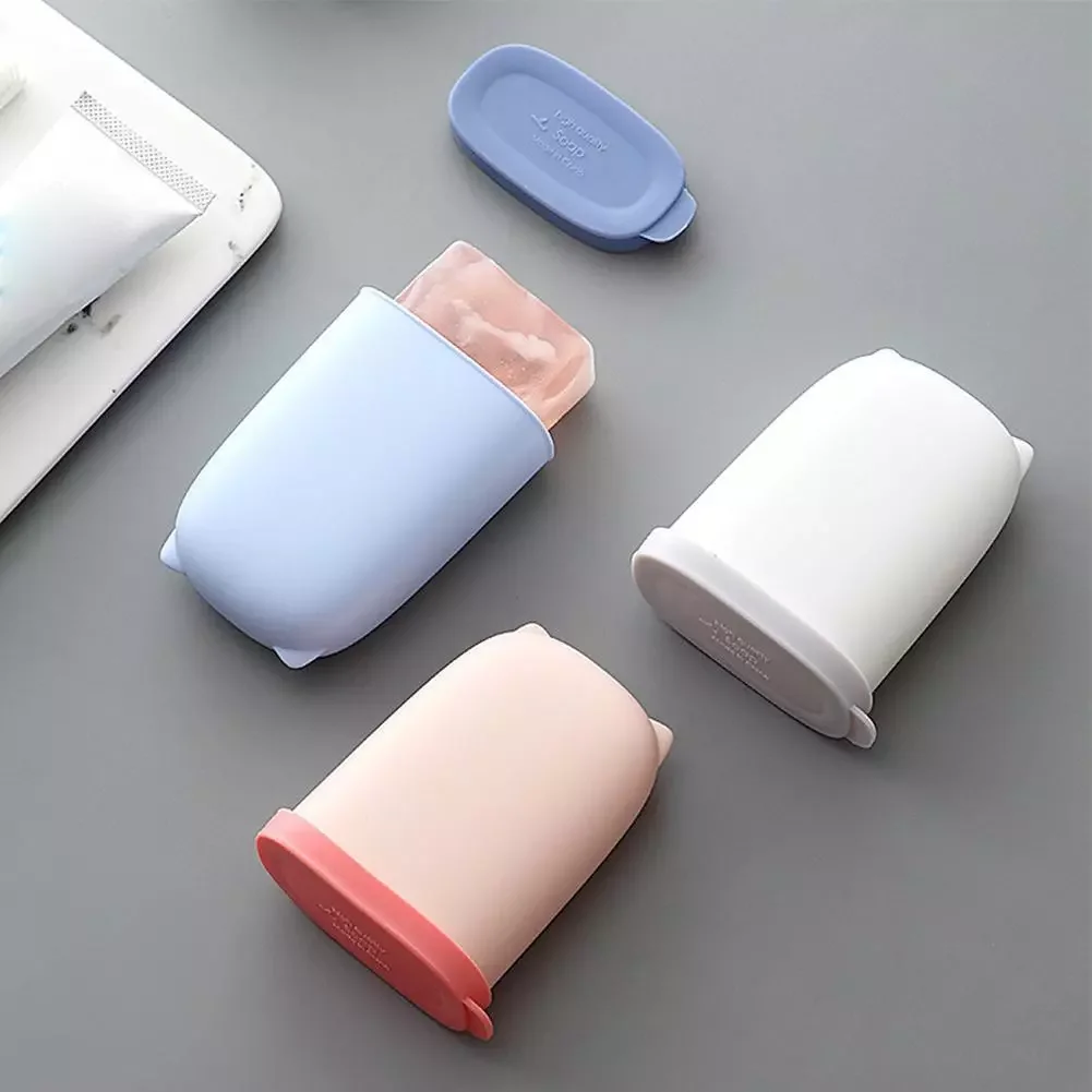 

Cute Silicone Soap Box With Lid Nordic Minimalist Traval Portable Soap Dish Sealing Storage Cases Container Bathroom Accessories